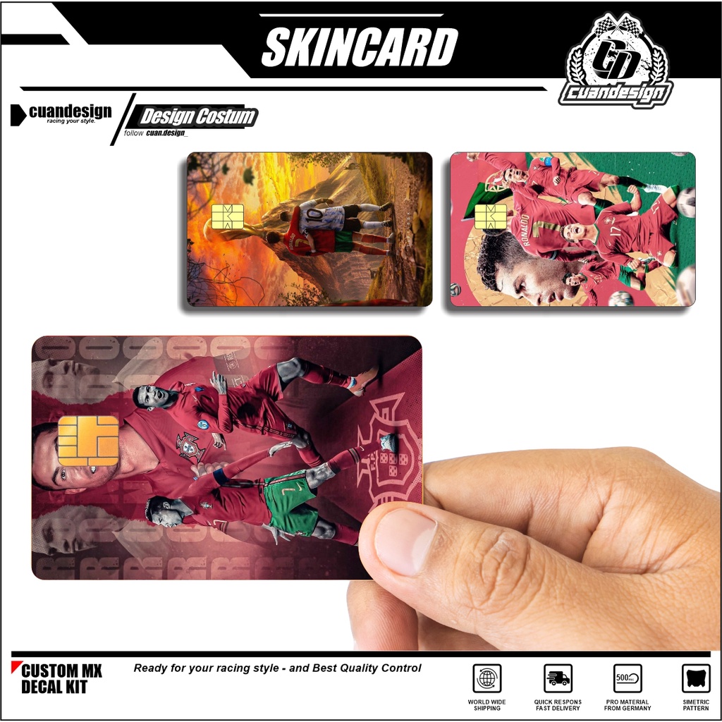 WORLD CUP 2022 QATAR CRISTIANO RONALDO PORTUGAL STIKER PELINDUNG KARTU SKIN CARD ATM SIM KTP E-MONEY