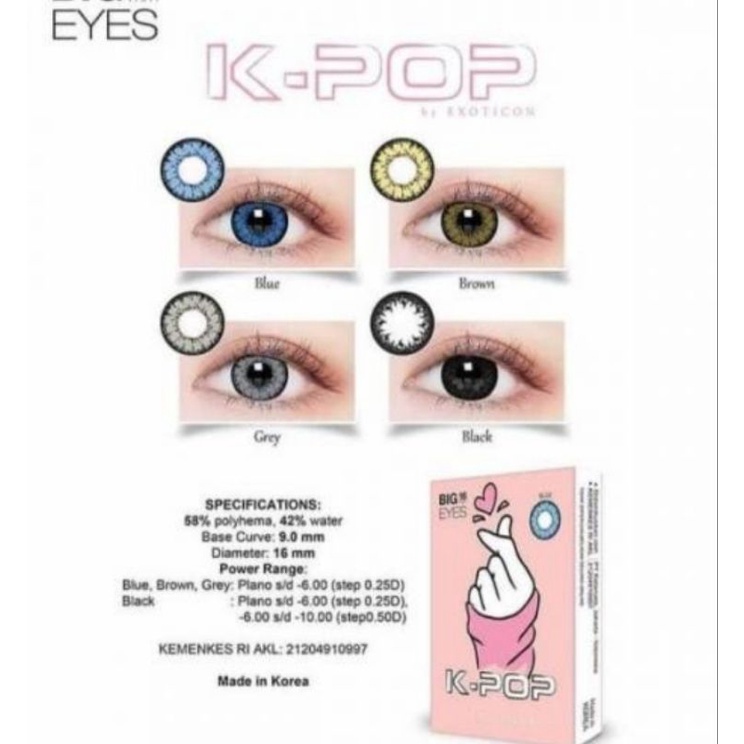 X2 K-Pop Softlens Warna Ukuran -3.25-6.00