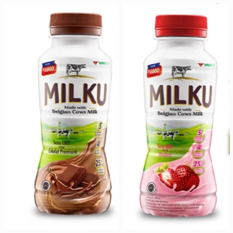 

MILKU Susu UHT Premium 200ml Isi 12BOTOL / 1 lusin