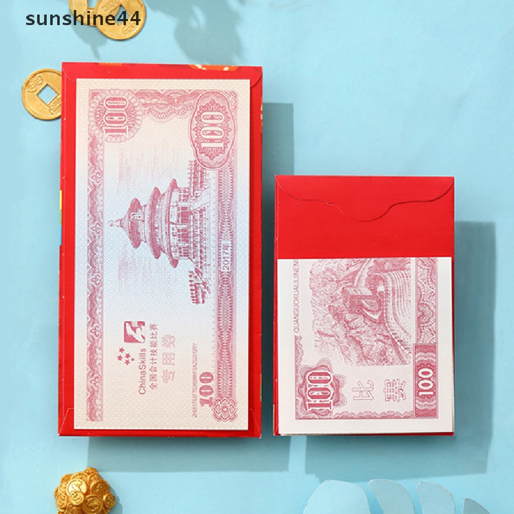 Sunshine 6Pcs Amplop Angpao Tahun Baru Cina / Imlek Warna Merah Motif Kelinci 2023