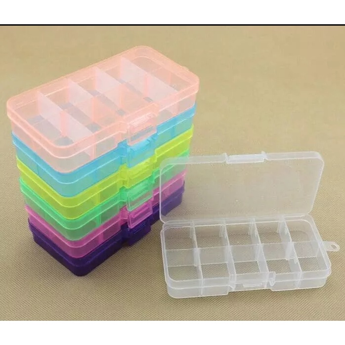 KOTAK BOX PLASTIK MINI/KOTAK OBAT/KOTAK PENITI/KOTAK JARUM SEKAT 10