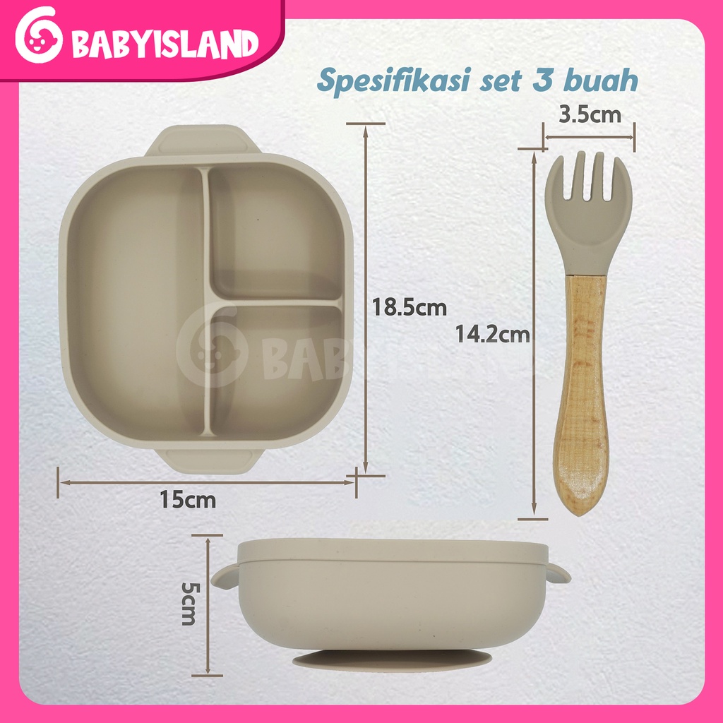 PREMIUM SILICONE BOWL BPA Free Waterproof Peralatan Tempat Makan Bayi Anak-anak Silikon Bib Mangkok Sendok Piring Garpu