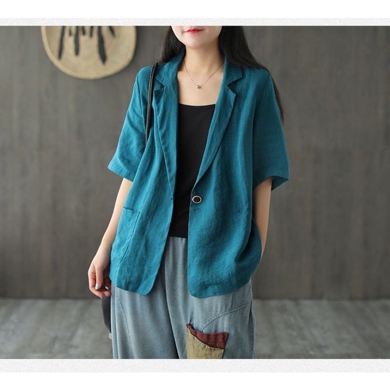 Blazer Linen Premium Korean Style Atasan Wanita Blezer Blouse Kekinian