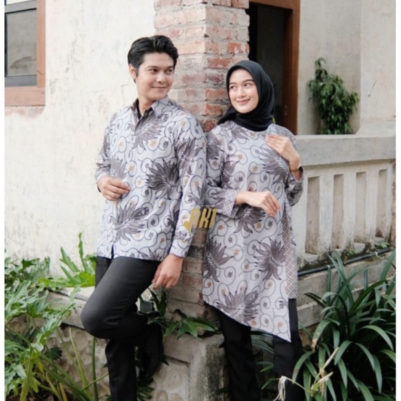 Batik alina Tunik Batik Couple Modern Baju Batik Wanita Lengan Panjang Atasan Batik Kerja Wanita Blouse Batik Kantor Seragam Batik M L XL XXL