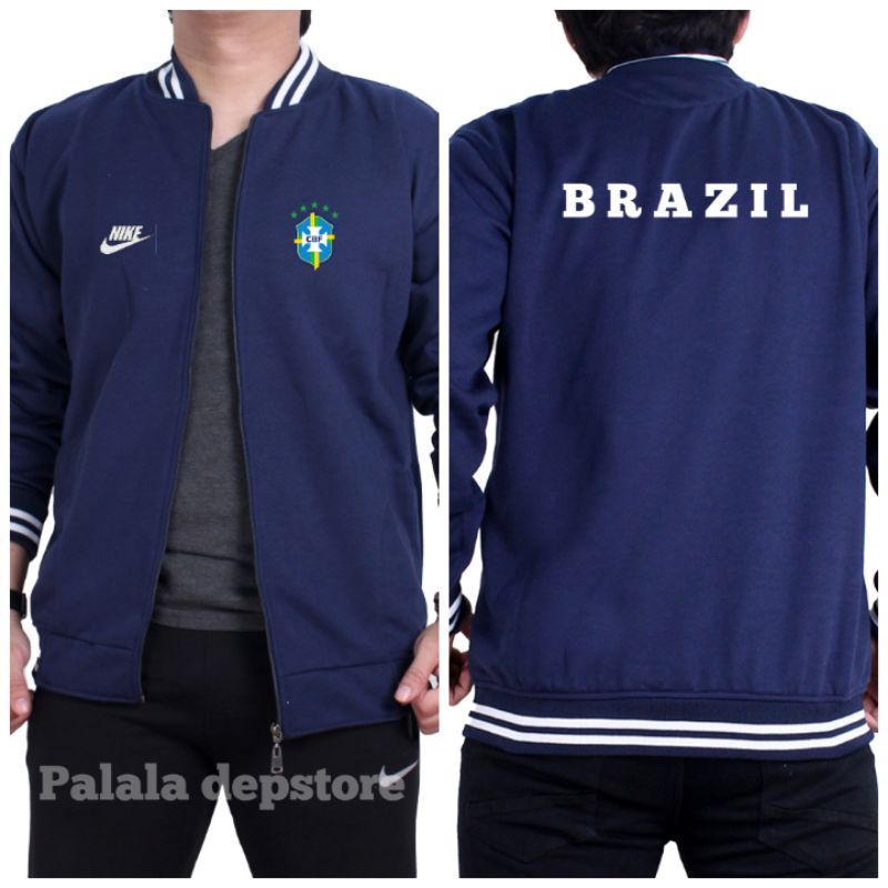 Jaket Timnas Brazil-Jaket Varsiti Premium-Jaket Brazil Tulisan belakang-Sweater Hoodie Bola