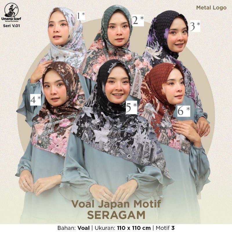 (PART 1) SEGIEMPAT VOAL JAPAN MOTIF METAL LOGO UMAMA SCARF