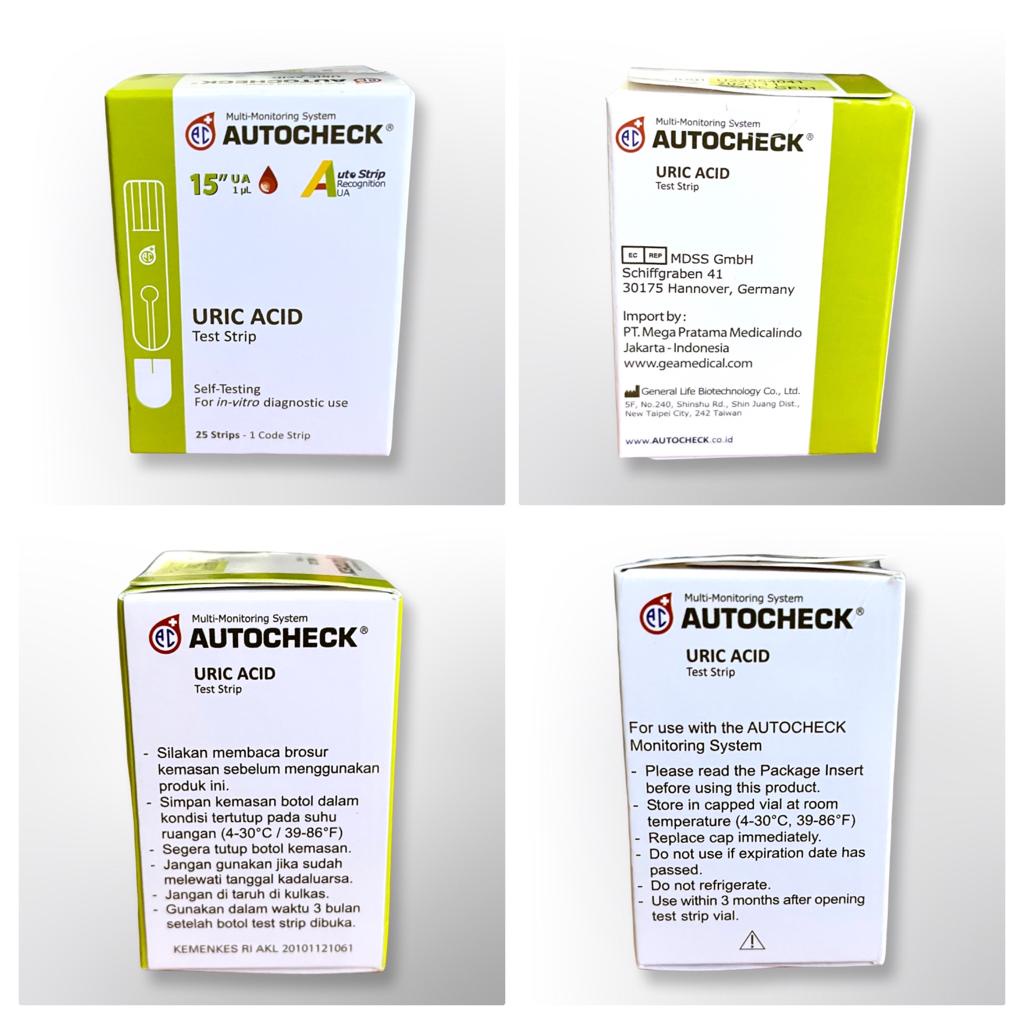 STRIP TEST ASAM URAT AUTOCHECK URIC ACID TEST STRIP ISI 25 PCS