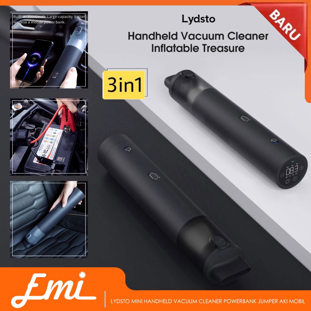 Lydsto 3 in 1 Mini Handheld Vacuum Cleaner Powerbank Jumper Aki Mobil