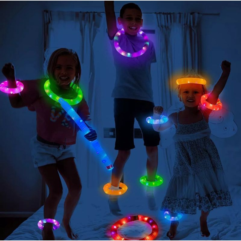 Pop Light Mainan Pop Tube Fidget LED Toys Viral Flash Bellow Ventilasi Dekompresi Pipa Air Pop Tabung lampu LED