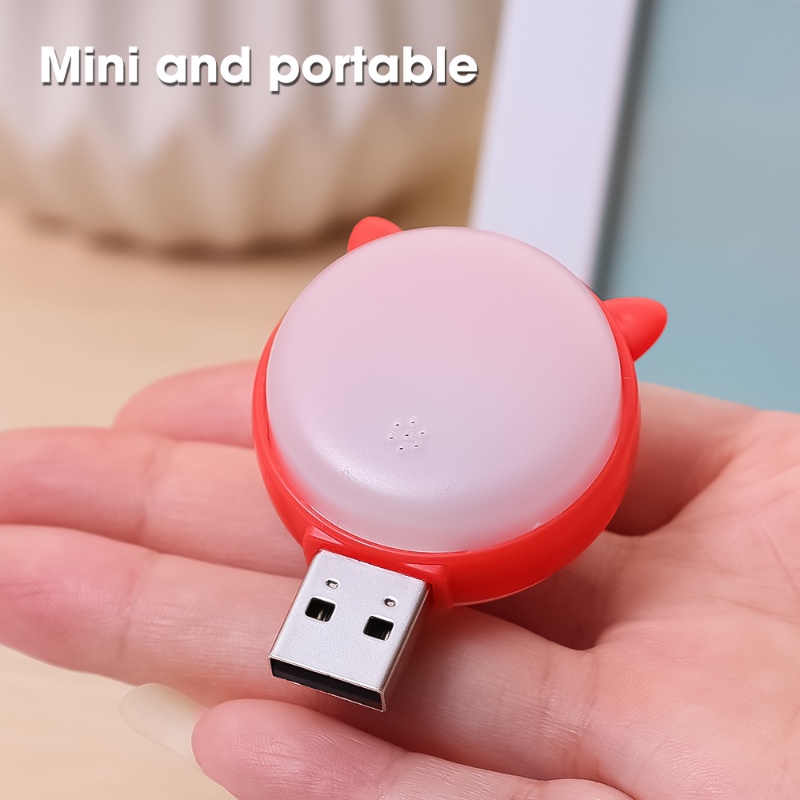 Lampu Baca LED Mini Portable Hemat Energi Bentuk Kartun Kucing Lucu Dengan Port USB