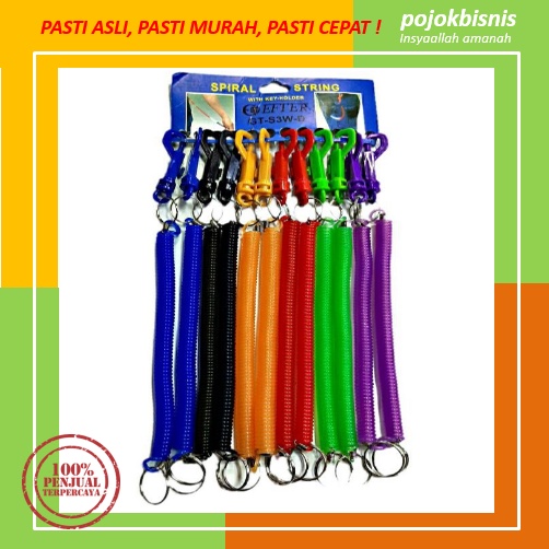 GANTUNGAN KUNCI SPIRAL BESAR STRING WITH KEY HOLDER WARNA GROSIR