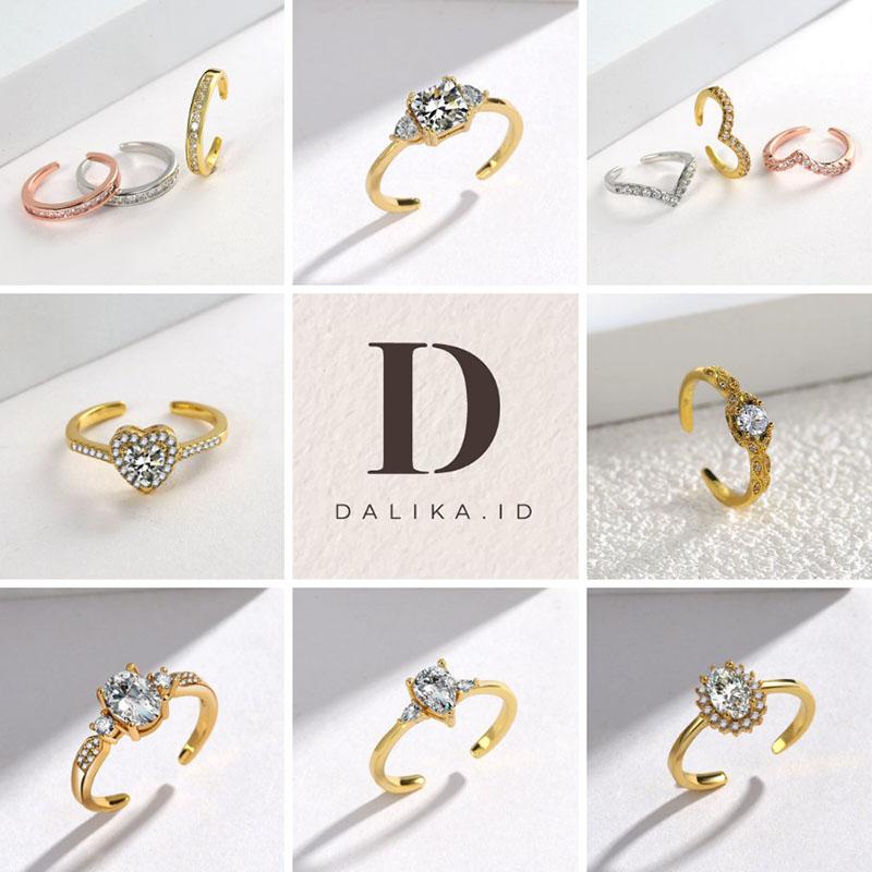 Cincin Titanium Stainless S925 Platinum Grade Anti Karat Anti Luntur Adjustable Terbuka Harian Wanita Perempuan