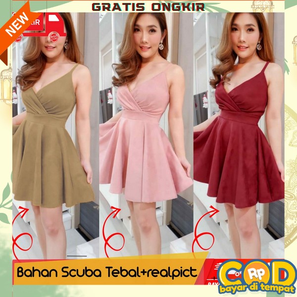 Gaun Pesta Kondangan Drees Cewek Cantik Dres Wanit Remaja Simple Elegant Bsju Party Lengan Pendek Dr