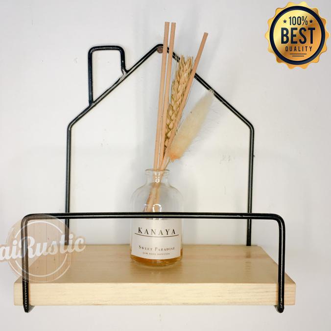 Rak dinding besi aiRustic bentuk rumah rak dinding dekorasi rumah