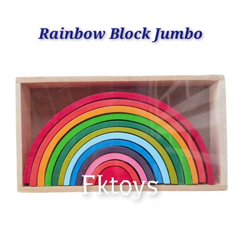 Rainbow block 12 block montessori - mainan  kayu edukasi