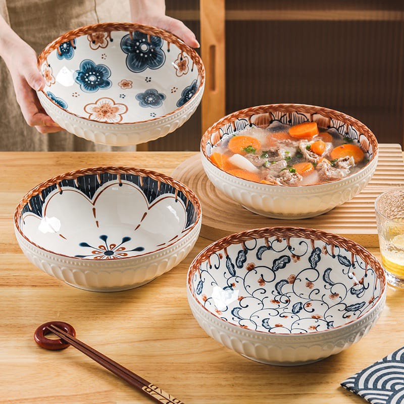 Mangkok Sup Jumbo Motif Bunga Ukuran 23cm