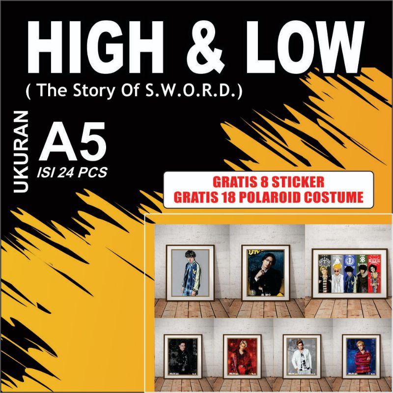 Poster Movie High & Low Ukuran A5 Isi 24 Pcs ( GRATIS SOVENIR STICKER GANCI DLL SECARA RANDOM )