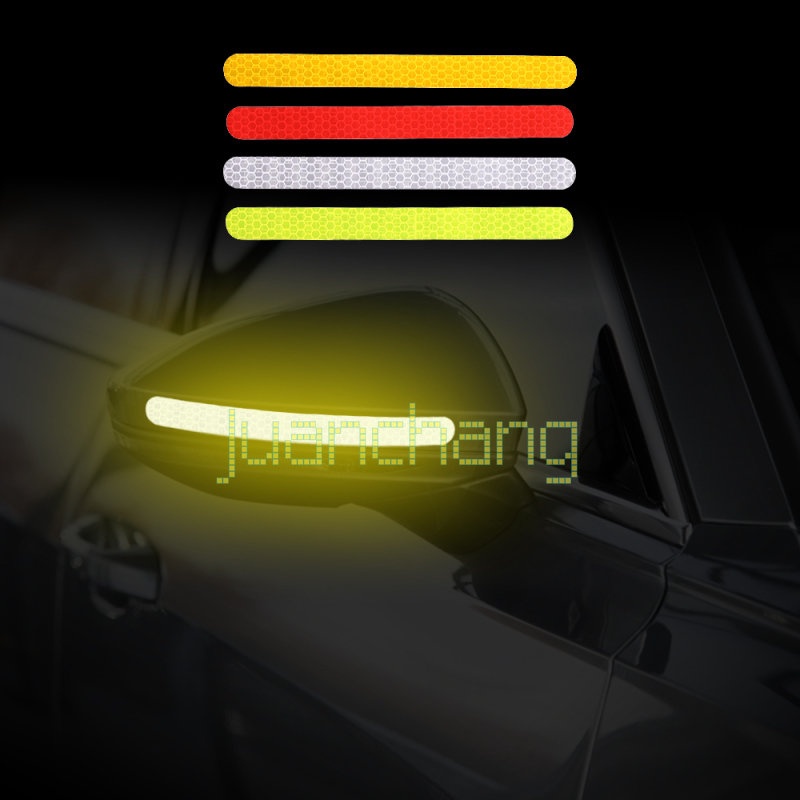 1 / 2pcs Stiker Strip Reflektif Anti Air / Tabrakan Untuk Kaca Spion Mobil