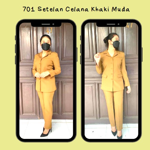 Setelan Seragam Pemda Pns 701 Blazer Pns Asn Warna Khaki Muda