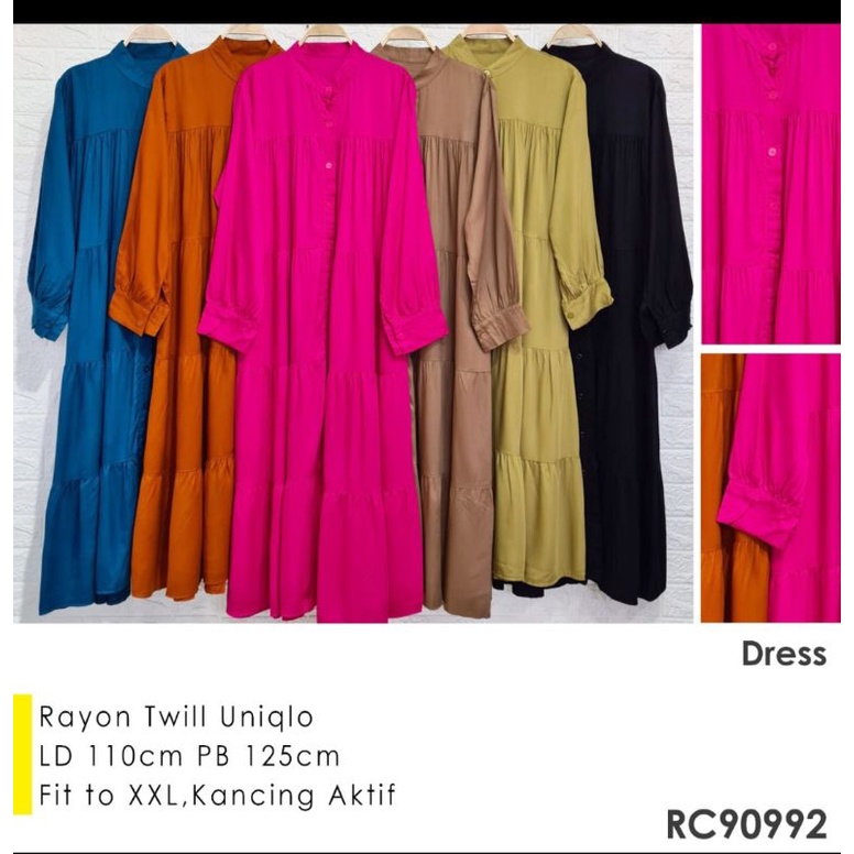 MIDI dress Wanita polos Hitam busui katun twill premium