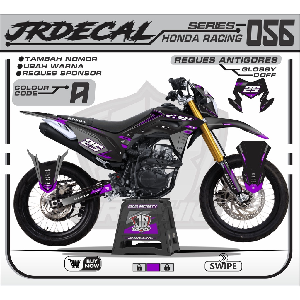 (BISA COD) DECAL STIKER CRF HITAM KEREN TERBARU - STIKER CRF SUPERMOTO - DECAL CRF 150L SUPERMOTO HI