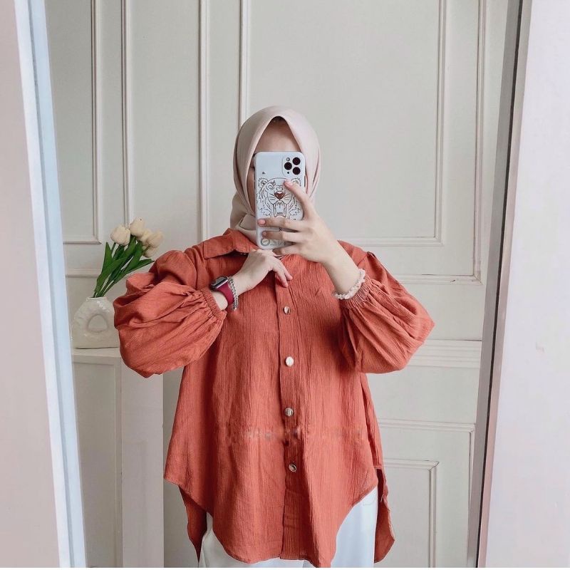 BASIC TOP / ATASAN OVERSIZE  WANITA / KEMEJA OVERSIZE CRINKLE