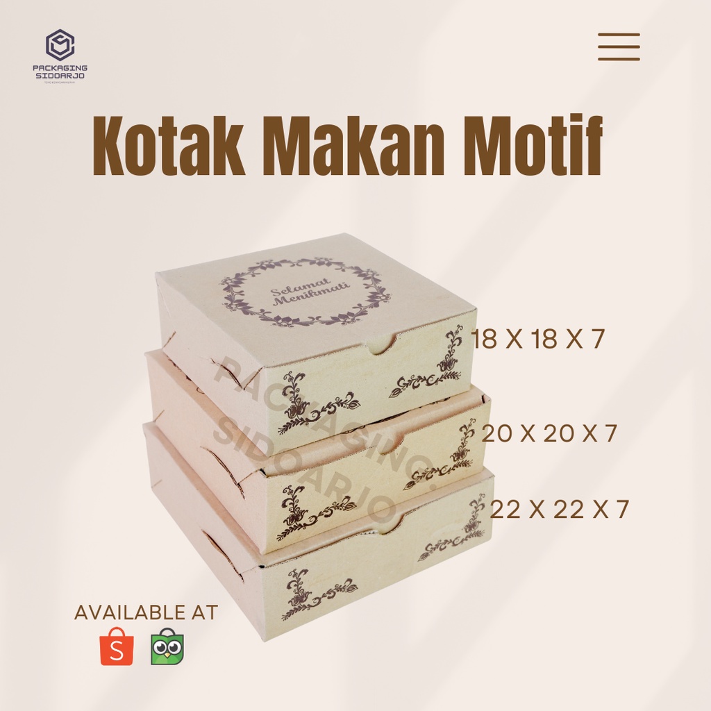 Kotak Nasi Uk. 22x22X7/Box nasi/box kue/Kotak Makan Uk 22x22X7/Kotak Makan/Kardus nasi/Kardus catrin
