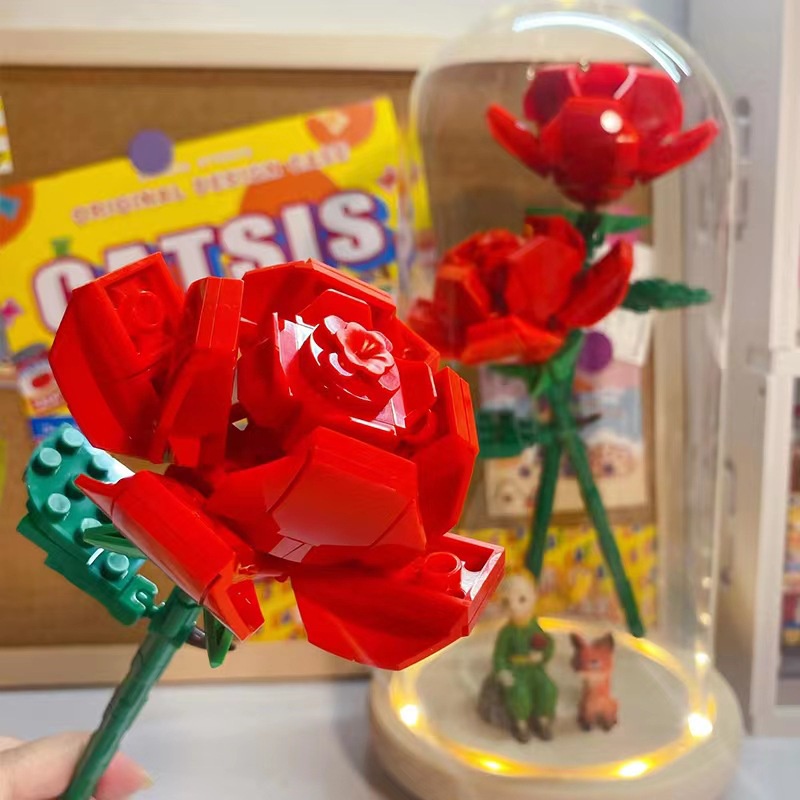 Mainan Balok Kotak Musik Bunga DIY Flower Block Hari Valentine Hadiah Hari Guru Dirakit Blok