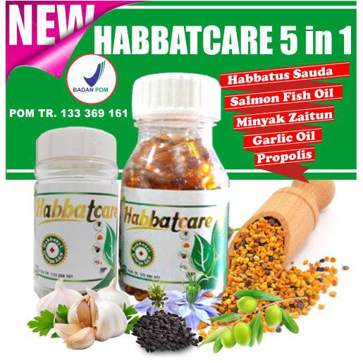 Habbatcare 5 In 1 200 Kapsul HABBAT CARE OBAT HERBAL  Membantu memelihara kesehatan tubuh - Menormalkan kadar gula darah - Mengatasi asam urat dan nyeri pada persendian - Menormalkan tekanan darah tinggi - Memperbaiki fungsi pankreas - Mengatasi nyeri lam