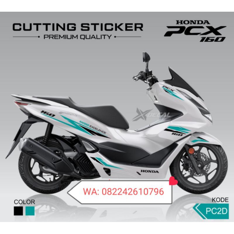 Striping Cutting Sticker Honda Pcx Putih 2021 160CC Tosca hitam Sporty