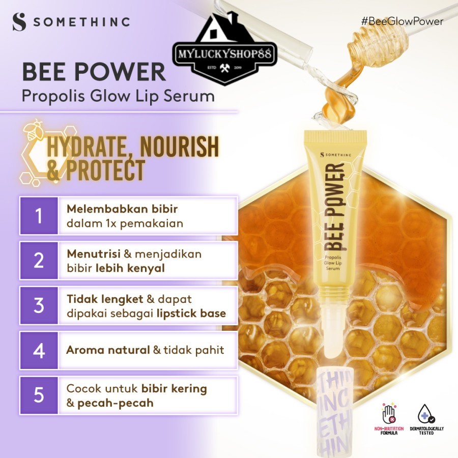 Somethinc Bee Power Propolis Glow Lip Serum Bibir Kering Honey Madu