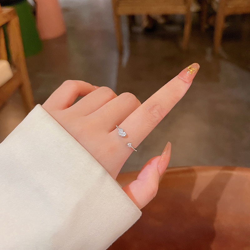 Cincin S925 Sterling Silver Desain Hati Hias Kristal Berlian Untuk Wanita