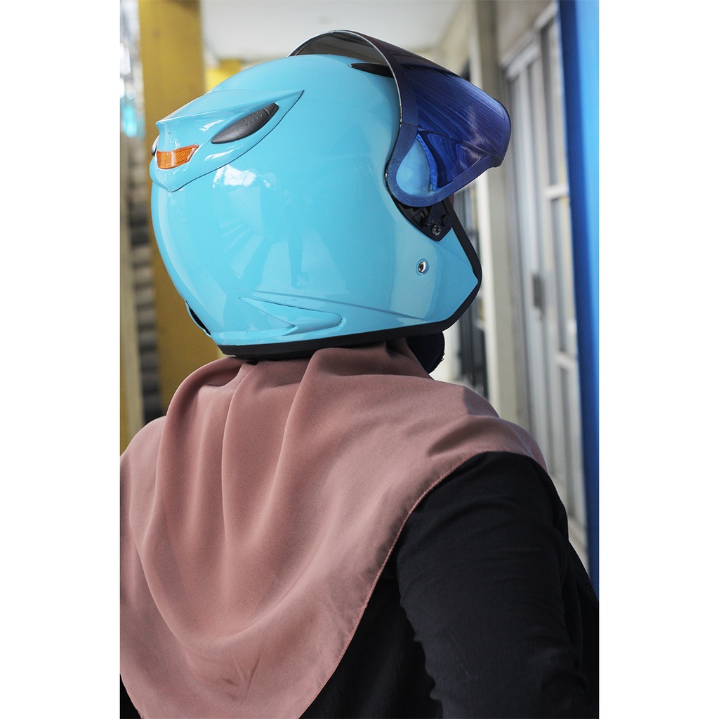 Helm Half Face INK CENTRO Gorilla Grey Kaca Visor Venom Blue Untuk Pria Dan Wanita Dewasa COD