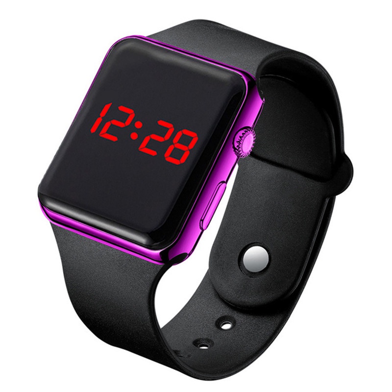 【KOK】✅COD Jam Tangan Couple Tahan Air Cerdas LED Watch Elektronik  Jam tangan LED mewah anti air untuk pelajar 1 PC-Hitam-Ungu
