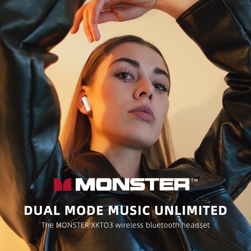 Monster XKT03 Wireless Bluetooth Earphone TWS Headset Earbuds - Putih
