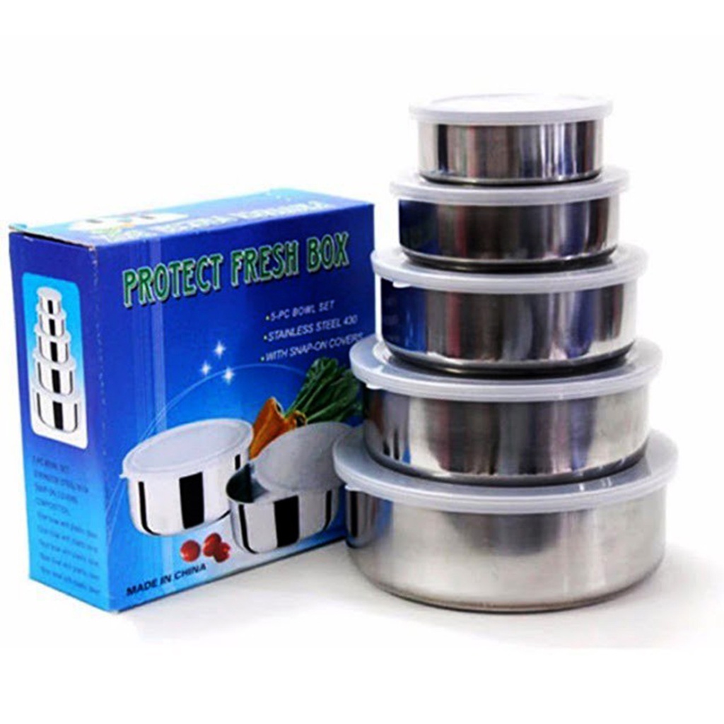 RANTANG SUSUN Protect Fresh Box - Rantang Stainless Steel 5 Susun Tutup Plastik