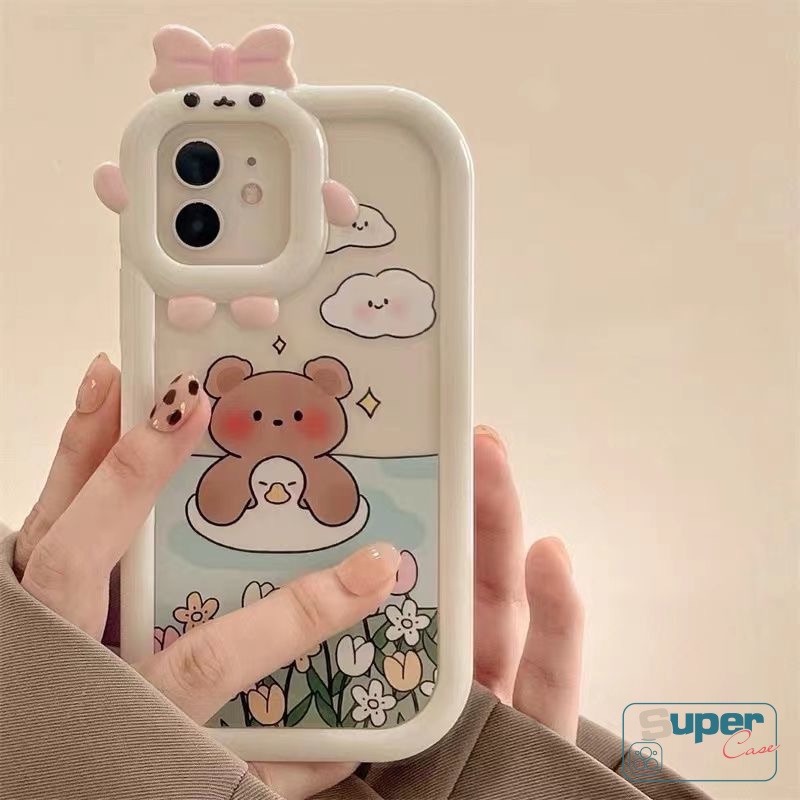 Casing Lensa 3D Bow Little Monster Samsung A14 A04E A50s A32 A52 A04 A12 A22 A03s A13 A03 A73 A53 A04s A50 A02s A51 A23 A21s A52s A71 A11 A33 M22 Beruang Lucu Bumper Tahan Guncangan Soft Case