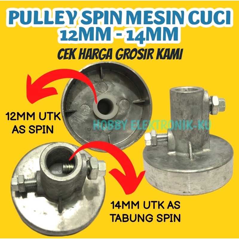 TIANG PULLY MESIN CUCI TIANG AS MOTOR DINAMO SPIN 14MM / 12MM