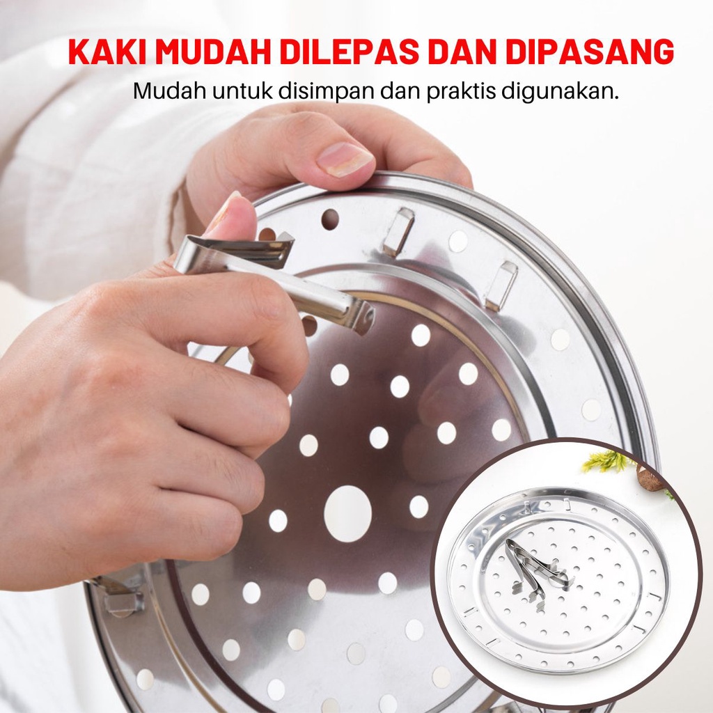 IKILOSHOP Tatakan Kukusan Alas Panci Kukus Steamer Rack Stainless 20cm Lubang