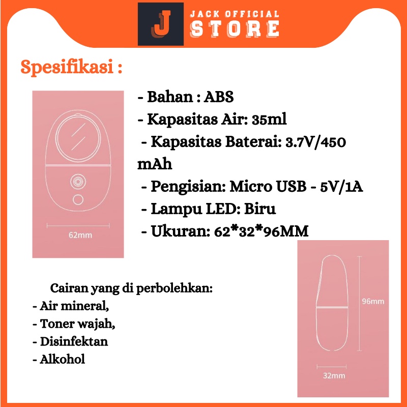 JACKSHOP Mini Nano Spray Plus Cermin / Sprayer Pelembab Wajah / Nano Mist Spray Portable