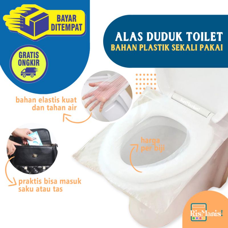 WATERPROOF TOILET SEAT COVER - 1 pcs Alas Duduk Kloset Plastik Bening Transparan Tahan Air Sekali Pakai Higienis Traveling Ukuran Portable Penutup Dudukan Closet Kamar Mandi WC Umum