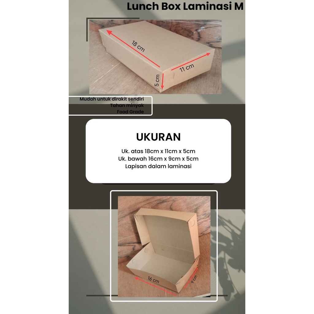 Kraft Paper Lunch Box M - Lunch box panjang/box kraft rakitan/kotak makan bahan kraft M/kotak makan 