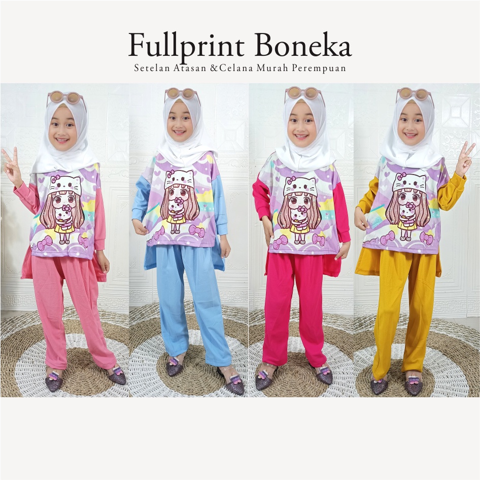 Setelan Anak Perempuan FullPrint Boneka CKids