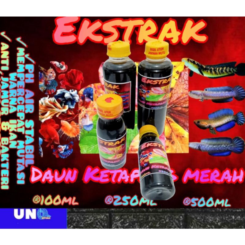 EKSTRAK DAUN KETAPANG MERAH BOOSTER MUTASI WARNA IKAN REPACK 250&amp;100ML