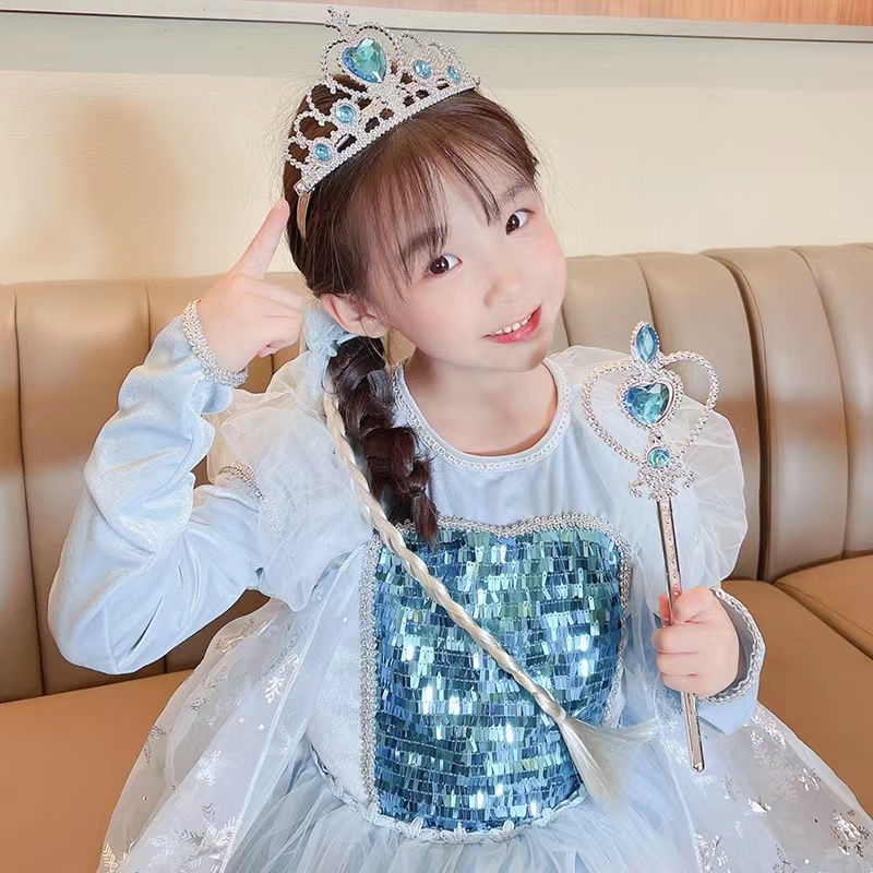 (Hello Girl)B56 Aksesoris Anak Motif Frozen 2 in 1 Dan 3 in 1 Mahkota Tongkat Wig Import