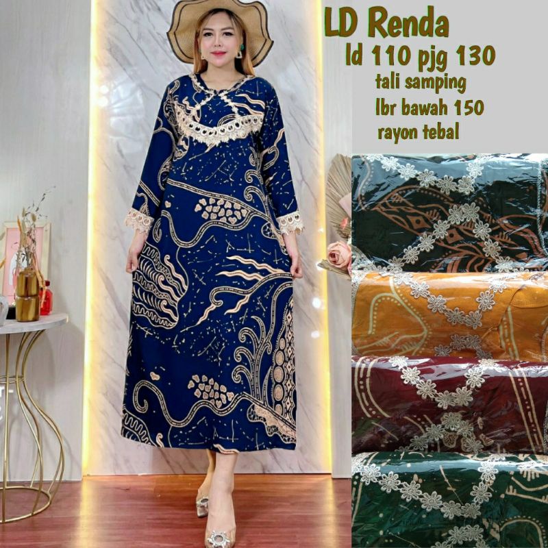 Daster Lengan Panjang Renda Tebal