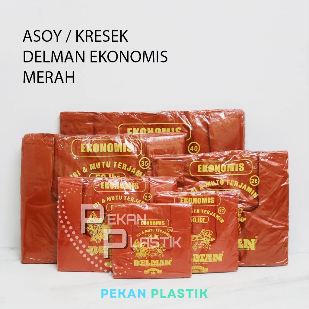 Kantong Plastik Kresek Delman Ekonomis Warna Merah Uk 40