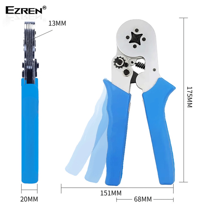 Ezren EZ-4 Tang Crimping Pliers Adjusting Ratcheting Square Ferrule