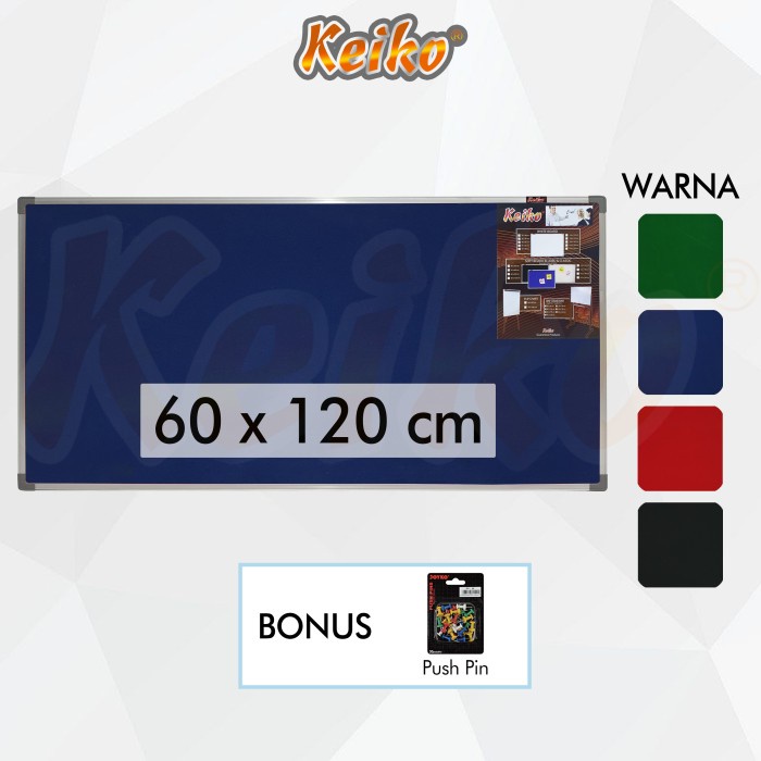 

Papan Tulis Softboard Cork Board / Papan Mading Gantung Bludru Keiko 60 X 120 Cm