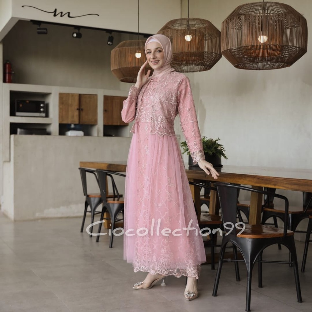 Gamis Elvira Mewah Elegant / Dress Kondangan Brukat / Gamis Maxi Brokat / Baju Kondangan / Gamis Pesta / Gamis Jumbo / Brukat Mewah Premium